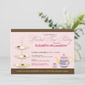 Charming Bridal Tea Party Invitation (roze) Kaart (Staand voorkant)