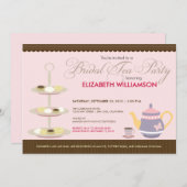 Charming Bridal Tea Party Invitation (roze) Kaart (Voorkant / Achterkant)