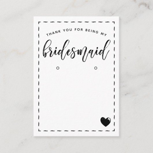 Charming´bruidsmeisje dank u oorbel display informatiekaartje (Voorkant)