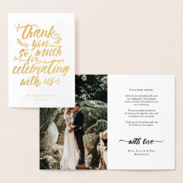 Charming Brush Script Dank u bruiloft foto Folie Kaarten