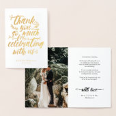 Charming Brush Script Dank u bruiloft foto Folie Kaarten (Display)
