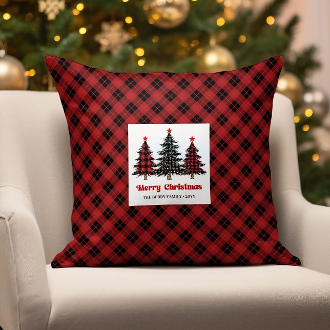 Charming Buffalo Check Christmas Trees Pillow Kussen (Charming Buffalo Check Christmas Trees Pillow)