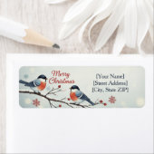 Charming Bullfinch Birds Winter Etiket (Insitu)