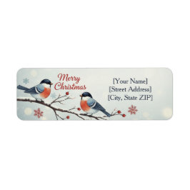 Charming Bullfinch Birds Winter Etiket