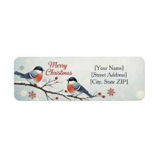 Charming Bullfinch Birds Winter Etiket