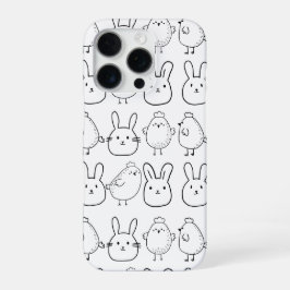 CHARMING BUNNIES AND CHICKS ILLUSTRATION iPhone 16 PRO HOESJE