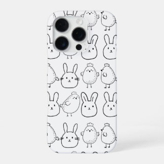 CHARMING BUNNIES AND CHICKS ILLUSTRATION iPhone 16 PRO HOESJE