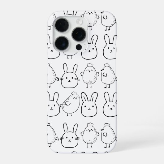 CHARMING BUNNIES AND CHICKS ILLUSTRATION iPhone HOESJE (Achterkant)