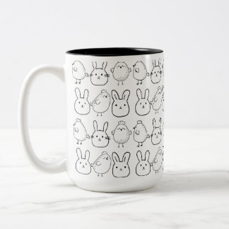 CHARMING BUNNIES AND CHICKS ILLUSTRATION TWEEKLEURIGE KOFFIEMOK