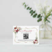 Charming Burgundy Flowers QR Code Wedding  Informatiekaartje (Staand voorkant)