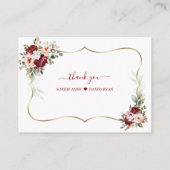 Charming Burgundy Flowers QR Code Wedding  Informatiekaartje