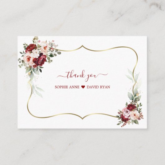 Charming Burgundy Flowers QR Code Wedding  Informatiekaartje (Achterkant)