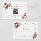 Charming Burgundy Flowers QR Code Wedding  Informatiekaartje