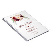 Charming Burgundy Marsala Floral Wedding Planner Notitieboek (Rechterzijde)