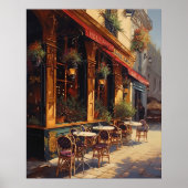 Charming Cafe Bistro op een zonnige dag in Parijs Poster (Voorkant)