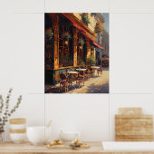 Charming Cafe Bistro op een zonnige dag in Parijs Poster (Keuken)