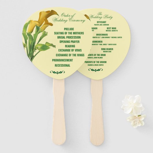 Charming Calla Lily Wedding Hand Fans Handwaaier (Voorkant en achterkant)