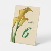 Charming Calla Lily Wedding Table Number Reclamebord Met Voetstuk (Voorkant)