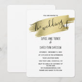 Charming Calligraphy Gold Stroke Wedding Kaart (Voorkant / Achterkant)