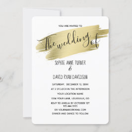 Charming Calligraphy Gold Stroke Wedding Kaart