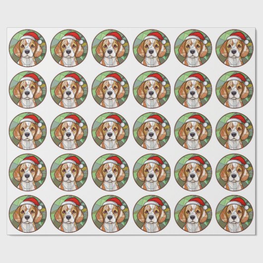 Charming Canine Cheer: Beagle thema Kerstmis Cadeaupapier (Vlak)
