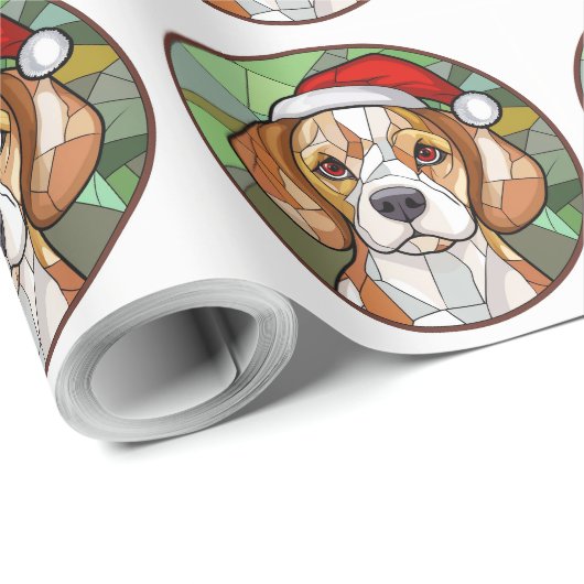 Charming Canine Cheer: Beagle thema Kerstmis Cadeaupapier (Rol Hoek)