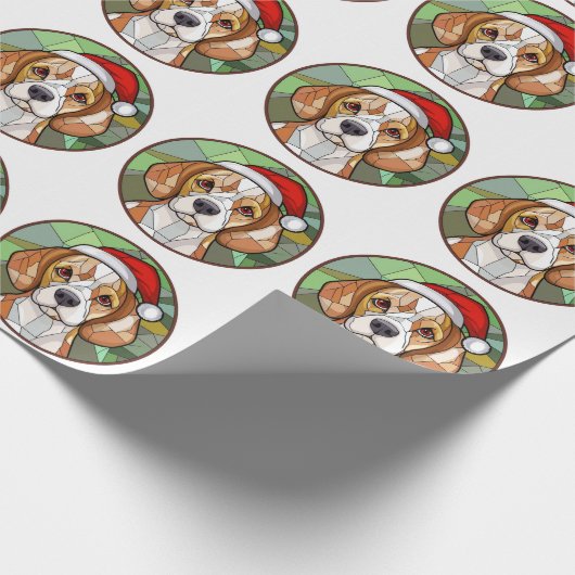 Charming Canine Cheer: Beagle thema Kerstmis Cadeaupapier (Hoek)