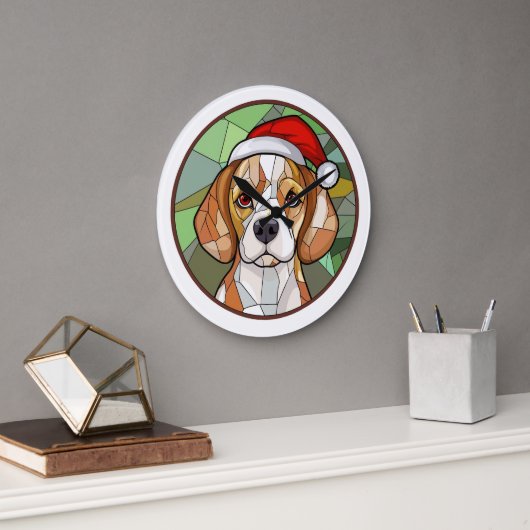Charming Canine Cheer: Beagle thema Kerstmis Grote Klok (Kantoor)