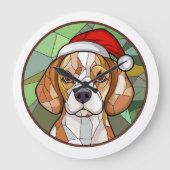 Charming Canine Cheer: Beagle thema Kerstmis Grote Klok (Voorkant)