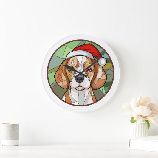 Charming Canine Cheer: Beagle thema Kerstmis Grote Klok (Huis)