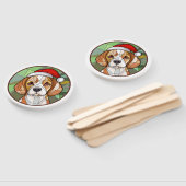 Charming Canine Cheer: Beagle thema Kerstmis Handwaaier (Niet-gemonteerd)