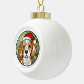 Charming Canine Cheer: Beagle thema Kerstmis Keramische Bal Ornament (Rechts)