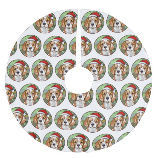 Charming Canine Cheer: Beagle thema Kerstmis Kerstboom Rok (Voorkant)