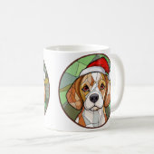 Charming Canine Cheer: Beagle thema Kerstmis Koffiemok (Voorkant rechts)