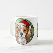 Charming Canine Cheer: Beagle thema Kerstmis Koffiemok (Voorkant links)