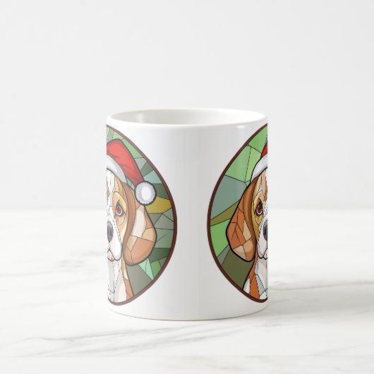 Charming Canine Cheer: Beagle thema Kerstmis Koffiemok (Center)