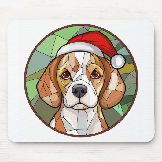 Charming Canine Cheer: Beagle thema Kerstmis Muismat (Voorkant)
