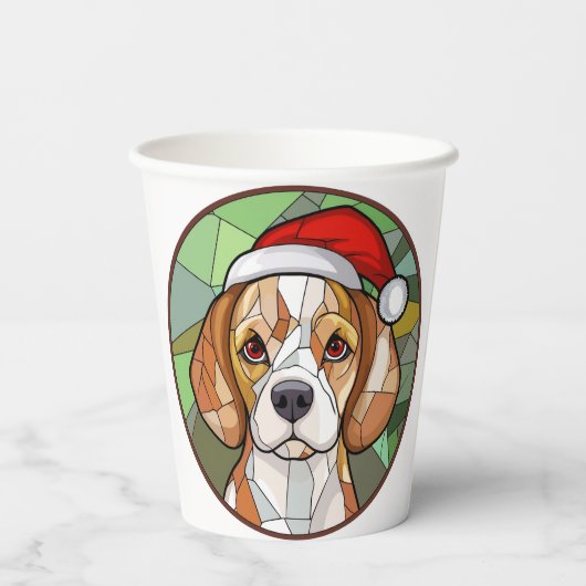 Charming Canine Cheer: Beagle thema Kerstmis Papieren Bekers (Achterkant)