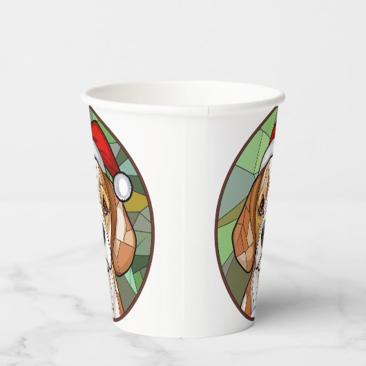 Charming Canine Cheer: Beagle thema Kerstmis Papieren Bekers (Rechts)