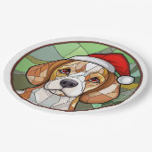 Charming Canine Cheer: Beagle thema Kerstmis Papieren Bordje (Gekanteld)