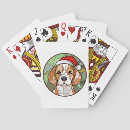 Charming Canine Cheer: Beagle thema Kerstmis Pokerkaarten (Achterkant)