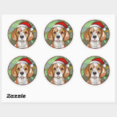 Charming Canine Cheer: Beagle thema Kerstmis Ronde Sticker (Vel)