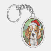 Charming Canine Cheer: Beagle thema Kerstmis Sleutelhanger (Voorkant Links)