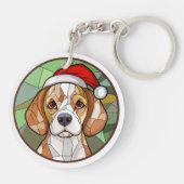Charming Canine Cheer: Beagle thema Kerstmis Sleutelhanger (Achterkant)
