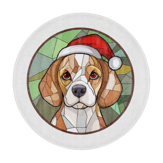 Charming Canine Cheer: Beagle thema Kerstmis Snijplank (Voorkant)