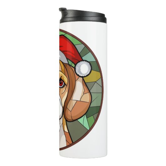 Charming Canine Cheer: Beagle thema Kerstmis Thermosbeker (Geroteerd rechts)