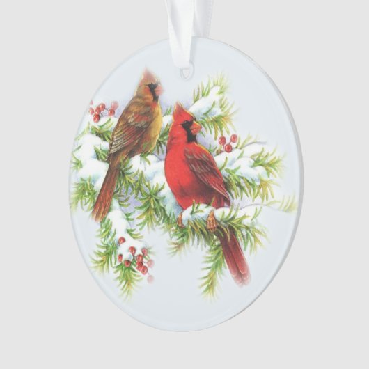 Charming Cardinaal Couple Acrylversiering Ornament (voorkant)