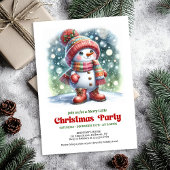 Charming cartoon snowman invite festive cheer kaart