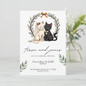 Charming Cat Couple Wedding Invitation Kaart (Staand voorkant)