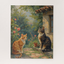 Charming Cat Garden Scene Legpuzzel